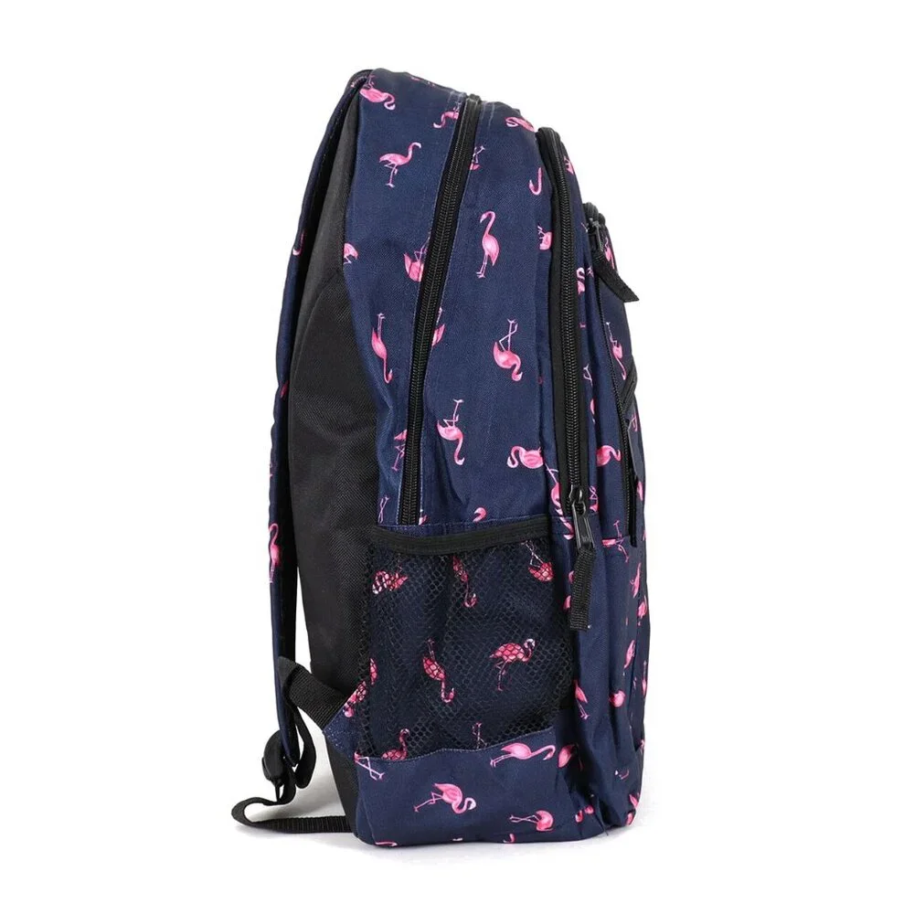 Flamingo -Navy & Pink Backpack/ Laptop Bag /School Bag- Multi-Compartment - NWT